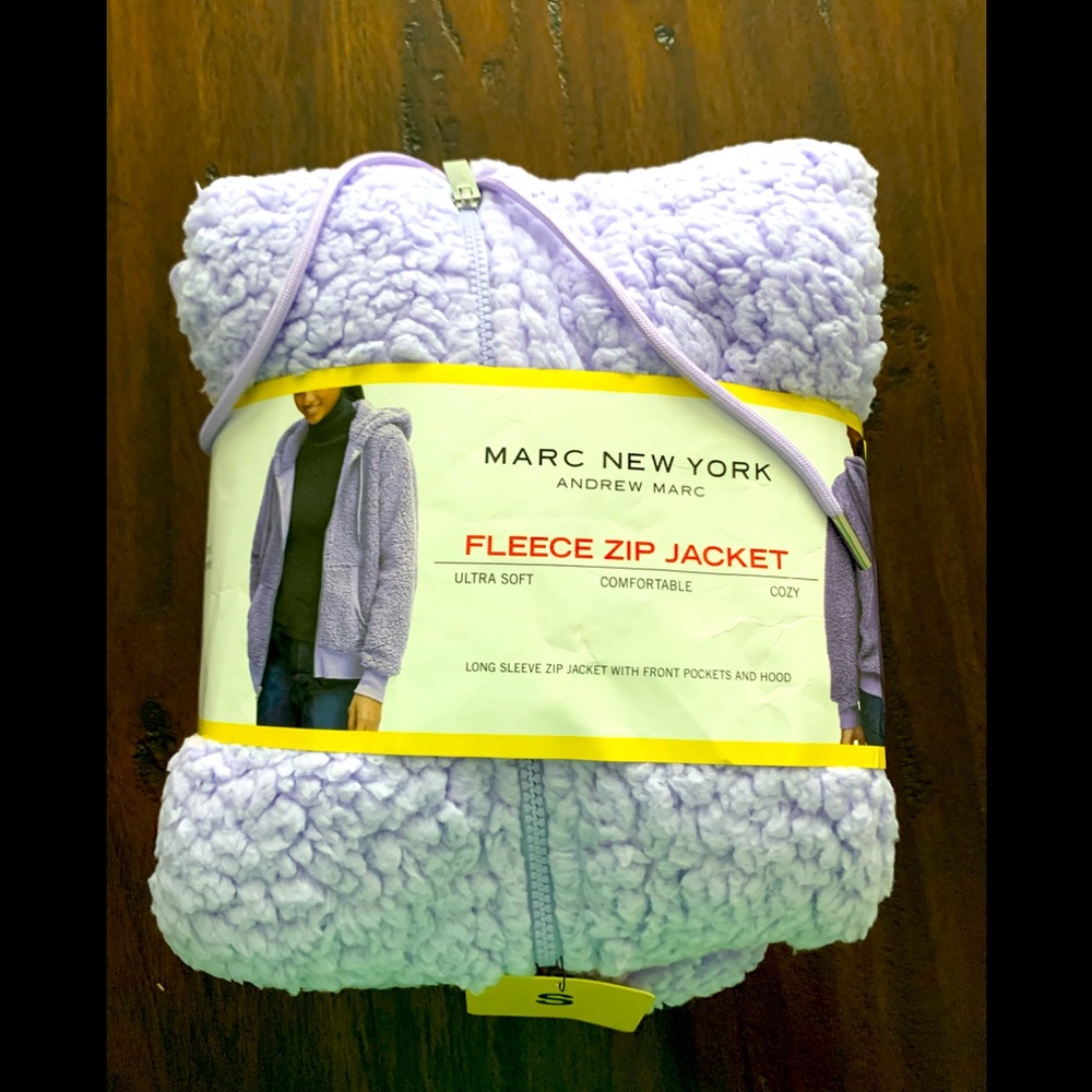 NWT Andrew Marc Marc New York fleece hooded zip jacket size small